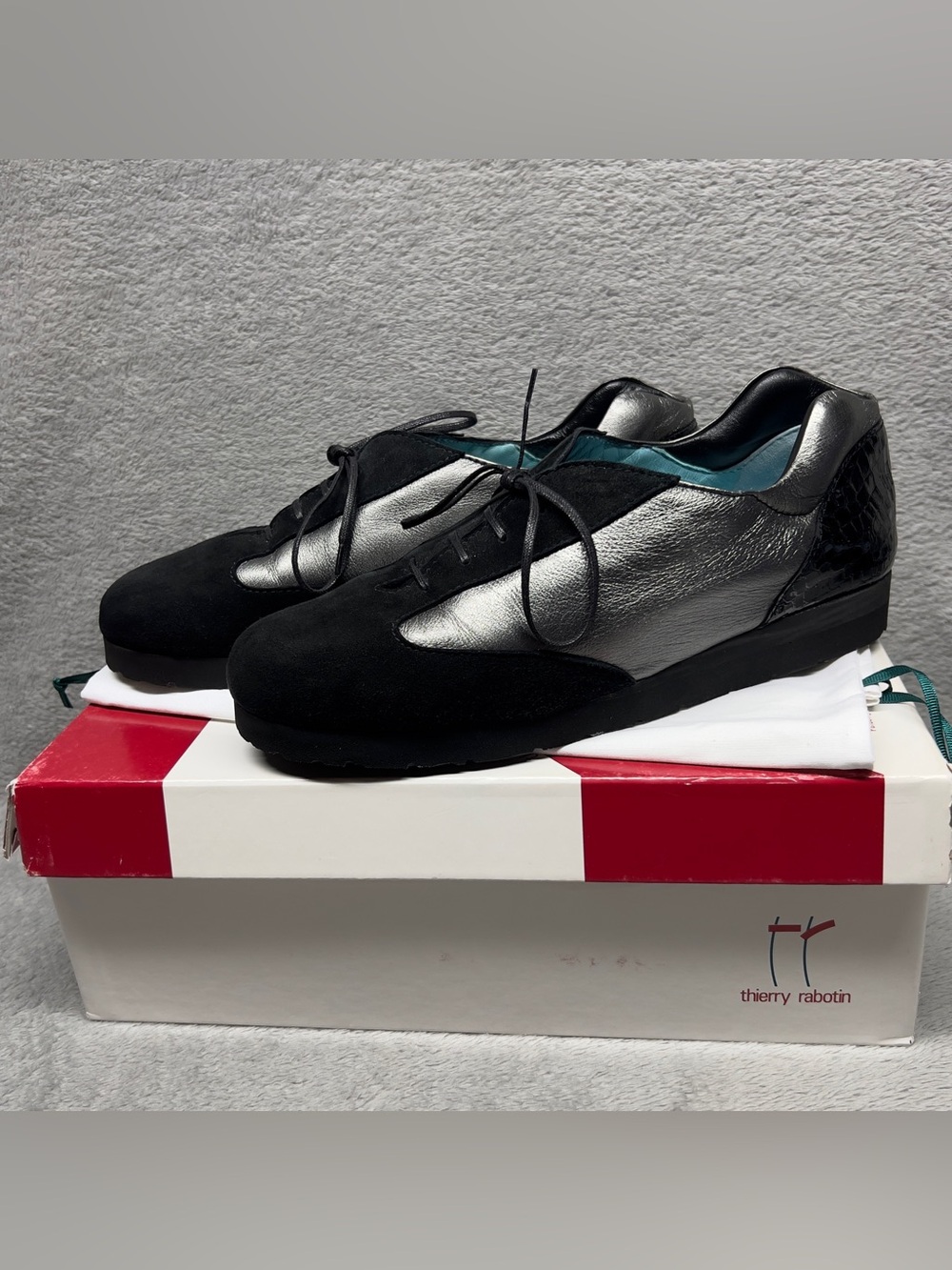 Thierry Rabotin Active Ghemon Sneakers Women's Size 39 EU 9 US Black Silver Shoe